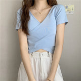 Zingj Summer New Design Cross Versatile Show Slim Short-Sleeve T-Shirt Korean Version Short Pure Color Jacket