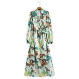 Women's Horse Print Long-Sleeved Dress Dress