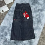 High Street Jeans Y2K Hip Hop Printed Cartoon Retro Loose Men