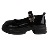 High-Heeled Mary Jane Shoes Women 2025 New Retro Buckle Bow Thick-Soled Thick Leather