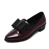 Leather Shoes Women In The Autumn Of 2025 New Bows Korean Version Of The Fashion Pointy Large Size Bright Leather Low-Heeled Single Shoes