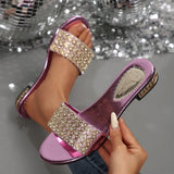 Cool Slippers Women 2025 Summer New Korean Version Of The Fashion Diamond Leisure Toe Ins