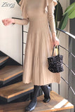Woman Autumn Winter Ruffle Edge Knitted Sweater Dress Women Dresses 2023 New Modis Chic Ladies Womens Long Knit