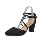 Sandals Women's 2025 Sexy Pointed Head High Heels With Thin Hollow Cross-Tie Women's