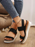 With A Slope And Sandals Women With Buckle On The Bottom Of The Knitted Light Beach Cold