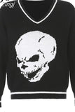 Gothic Skull Print Autumn Winter Woman Sweaters Y2K Fashion Loose Pullover Harajuku Knitted Sweater Ladies Pull