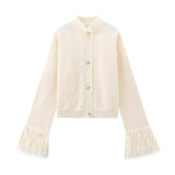 Women's INS Burst Cuff Hair Spliced Cardigan