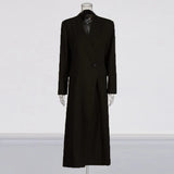Temperament Commuting Wind Irregular Coat 2025 Summer New Personality Splicing Tie Deconstruction Design Long Windwear