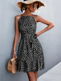 Strap Floral Dress Women Summer Boho Mini Dresses Ladies Lace Up Slim Dress Female Sexy Sleeveless Short Dress Robe