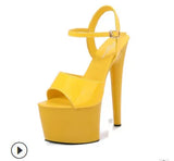 Zingj Lacquered Leather Sandals High Heels Sexy Black Waterproof Platform Hate Day High Slippers Female