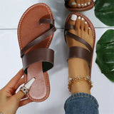 Toe Slipper Female Solid Color Round Head Wearing Large-Size Beach Cool