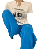 Zingj V-Neck Short-Sleeved T-Shirt Female 2024 Summer New Korean Version Slim Short Hot Girl Crop Student Top