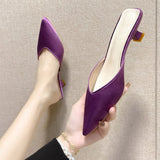 Half-Shoe Woman 2025 Summer New Large-Size Pointed Thin And Shallow Cloth Cloth Muller Shoes And