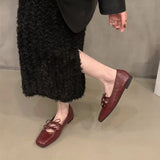 Bottom Spring And Autumn Square Head Silver Mary Jane Single Shoes Women's Shoes 2025 Spring French Small Red Gentle Casual