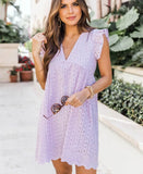 Dress Lace Jacquard Hollow Pocket