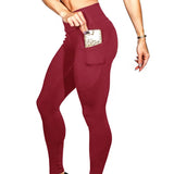 Yoga Pants Solid Color Body-Building Exercise Running Fitness Training Tights Leggings For