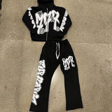 Letter Hoodie Open Trousers Sweatpants Sweatpants Pop