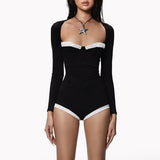 Zingj Women's Fall 2023 New Fashion Sexy Hot Girl Pure Desire Slim Waist Long Sleeve Jumpsuit
