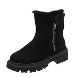 Plus Thick Thick Snow Boots Women's Side Zipper Round Head Large Size Short Boots
