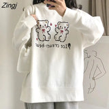 Women Lovely Cartoon Simple Soft Loose O-neck Schoolgirls Kawaii Clothes Daily Casual All-match Popular Femme