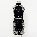 New Star Fashion Heavy Industry Nails Set With Diamond Lily Hanging Neck Vest Half-Body Skirt
