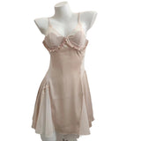 Girl Sweetheart Slip Big V-Shaped Short Skirt Summer Thin Back Slings Aja Skirt Pure Lusty