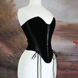 French Retro Velvet With Thoracic Fish Bone Girded Lumbar Simple Shape Dress Corset Can Be Worn