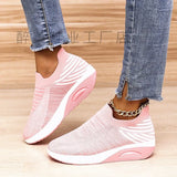 Version Of Spring And Autumn Flying Elastic Single Shoes Women Thick Bottom Slope He Leisure Shoes Slacker Happy