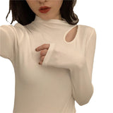 Zingj Half High Collar Bottom Shirt Female Autumn Winter Foreign Style Inside The Slim Careful Machine Jacket Dew Collarbone Long Sleeve