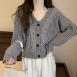 Autumn New Xiaoxiangfeng Solid Color Age-Reducing Casual Sweater Twist Loose V-Necked