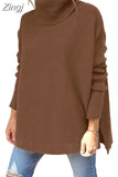 Winter Women Knitted Long Sweater Loose Oversized Turtleneck Batwing Sleeve Tunic Pullover Tops