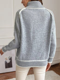 And Winter Knitted Shirt Women's Jacket Long-Sleeved High-Necked Top Solid Color Loose Casual Jump