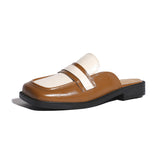 And Autumn New Bag Head Half Slippers Female British Style French Way Lazy Outside Wearing A Foot Pedal Muller Shoes Large-Size
