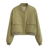 Women's ZA Autumn New Large Pocket Bomber