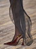 Temperament Fine Heel High Heels Women 2025 Summer Buckle With Small Square Single Shoes Women Wearing Fashion