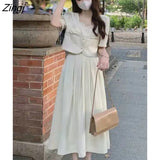 Women Sets Elegant Ins Street Wear Popular Trendy Lovely Korean Style Spring Clothing College Slim Leisure Mid-calf