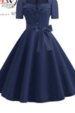 Polka Dot Dress for Women Summer Square Collar Elegant Vintage Dress 50s Pin Up Rockabilly Vestidos