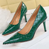 Shoes Quality High Heels Women Pumps Rivet Metal Chain Women Heels Stiletto 2022 Luxury Banquet Shoes Pumps Female