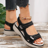 Large-Size Loose-Soled Sandals Women 2025 Summer New Slope And Flat-Bottomed Magic Beach
