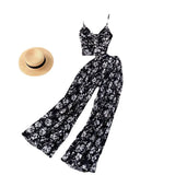 Zingj Holiday Set Temperament V Collar Sling Vest Heavy Pleated Micro Wide Leg Pants