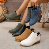 Head After The Zippered Martin Boots Large Size Leather Boots Solid Color Thin And Thick Leather And Ankle