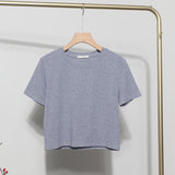 Solid Short-Sleeved T-Shirt Burst Small Short Sweet Spicy Slim Slim Thin Collar Top