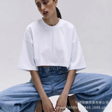 Spring Summer New Pure Color Short T-Shirt Women Hot Y2K Cotton Short-Sleeved Top Hot