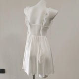 New Girl Silk Sling Aja Sycoat With Sexy Pure Pajamas High-End Feel Leaf Sleeve Skirt