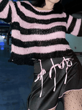 Distressed Striped Crop Sweater- Outfit