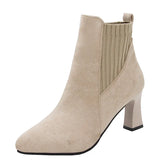 Boots Women's New Pointed Thick Heel High Heels Net Red Thin Boots Elastic Short-Shot Women's Boots In The Autumn And Winter Of