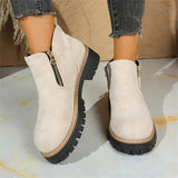 Round Head Side Zipper Martin Boots Short Boots Coarse And New Autumn And Winter Large-Size Women's Short