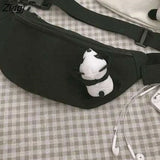Bags Women Simple Harajuku All-match Canvas Students Fanny Pack Ulzzang Hip-pop Fashion Portable Money Phone Pouch