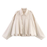 Women's ZA Summer New Shoulder Buckle Waist Bomber Jacket Three-Piece