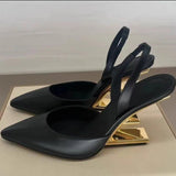 Color Pointed Head Behind The High Heel Sandals Women 2025 Summer New Loose With Metal Heel Temperament Single